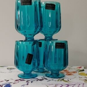 Rachel Zoe Teal Glass Goblet Collection